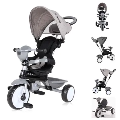 Produktbild von Lorelli Tricycle One 3 in 1 EVA-Reifen Schiebestange Anti-Rutsch Pedale umbaubar grau