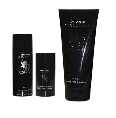 Produktbild von Otto Kern Signature Man 3 teiliges Pflegeset, bestehend aus: 1 x Hair & Body Shampoo 200 ml + 1 x Deodorant Spray 150 ml + 1 x Deodorant Stick 75 ml