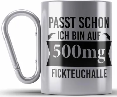 Produktbild von Trendation - Lustiger Spruch Edelstahl Tasse Karabiner Büro Kollege Kollegin Geschenk KaffeEdelstahl Tasse Karabiner Sprüche Geschenkidee Arbeitskollege (Silber)