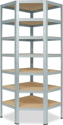Produktbild von shelfplaza HOME 230x60x30 cm Eckregal in verzinkt mit 7 Böden und 125 kg Traglast pro Boden