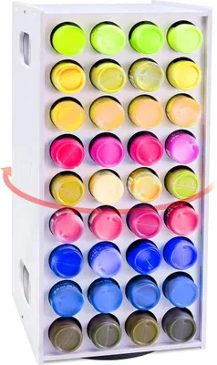 Produktbild von 72-Loch Acrylfarbe Drehständer, vertikal, Tisch-Organizer, 360° drehbar, stabiles PVC, platzsparend, für 2-Unzen-Flaschen, Bastelbedarf