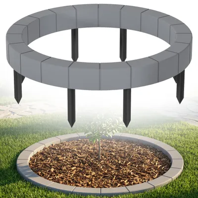 Produktbild von CEEDIR Rasenkante Baumring Ø 60 cm innen, Kunststoff, Mähkante für Mähroboter, Baumschutz Pflanzring, stabile Beet und Garten Einfassung, Grau