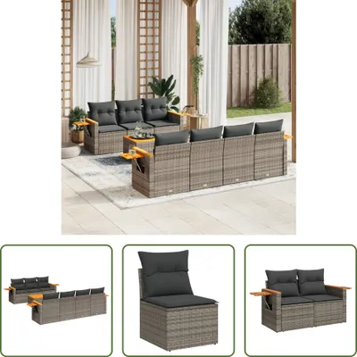 Produktbild von The Living Store 8-tlg. Garten-Sofagarnitur mit Kissen Grau Poly Rattan