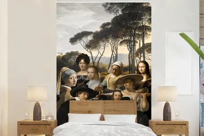 Produktbild von MuchoWow® Fototapete für Wohnzimmer oder Schlafzimmer Wandtapete Vinyl Motivtapete Malerei - Collage - Alte Meister - 225x350 cm - Schlafzimmer tapete