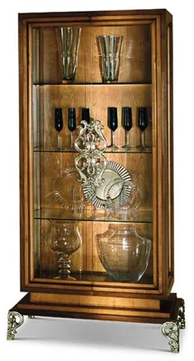 Zdjęcie produktu dla Casa Padrino Luksusowa witryna w stylu barokowym z 2 szklanymi drzwiami brązowy / srebrny h. 201 cm - meble w stylu barokowym - Wyprodukowano we Włoszech