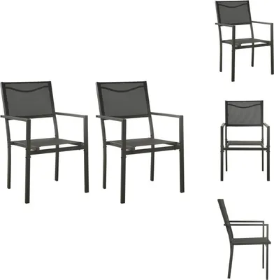 Image de vidaXL Chaises de jardin 2 pcs. Textilène et acier noir et anthracite - Chaises de jardin
