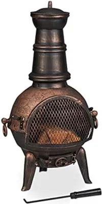 Produktbild von Famanu Feuerstelle Gartenofen - 38 x 46 x 86 cm - 12,7 kg - Mit Gusseisenrohr