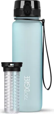 Produktbild von uberBottle softTouch Trinkflasche mit Fruchtbehälter 1000ml / Ice Blue/ 720DGREE