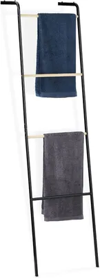 Produktbild von Handtuchhalter für Badezimmer – Metall – 4 Stangen – Für Handtücher und Kleidung – Platzsparend – 160x40x24 cm – Schwarz