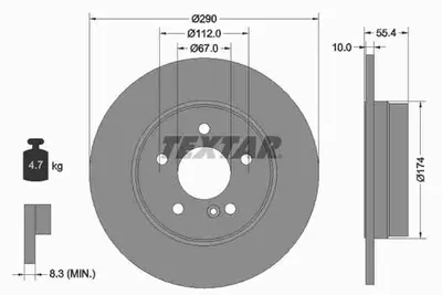 Obrázok produktu pre 2 brzdové kotúče Textar 290 mm vzadu pre Mercedes CLC SLK CLK