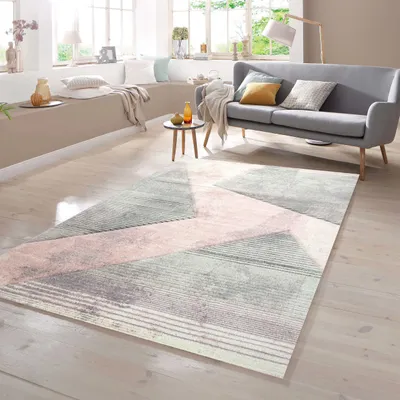 Immagine prodotto di Tappeto a righe grigio, rosa e verde - Dimensioni: 60 x 110 cm