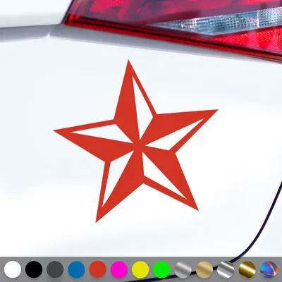 Produktbild von PantherPixel Stern Aufkleber Nautischer Kompass Seefahrt Sticker Auto Geschenkidee Farbe Rot