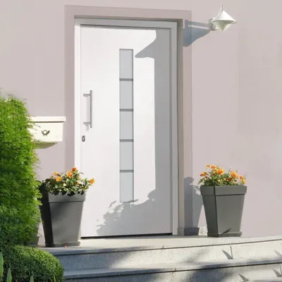 Produktbild von The Living Store Haustür Aluminium und PVC Weiß 110x210 cm