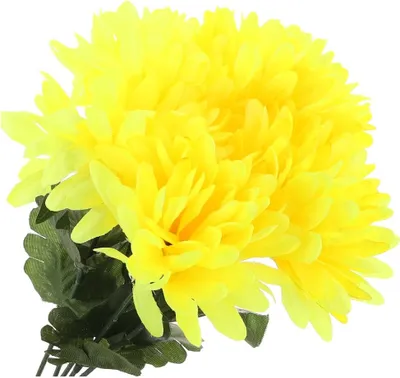 Produktbild von Dekolo Kunstblumen Blumensträuße Kunstpflanzen Chrysanthemen für den Friedhof Gelb 33cm