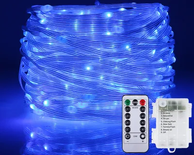 Produktbild von LED Lichterkette 10m 8 Lichtmodi Batteriebetrieben Wasserdicht für Außen Weihnachten Hochzeit Party, Blau