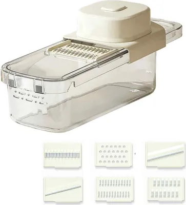 Produktbild von Gemüseschneider, multifunktionaler 6-in-1-Gemüseschneider, Karottenschäler mit Handschutz, Knoblauchschneider, Kartoffelreibe, arbeitssparende Gemüsereibe