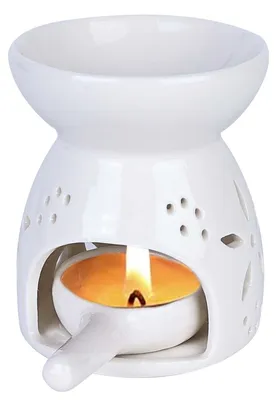Keramische Duftlampe mit Teelicht, Aromalampe, weiß, 50 ml