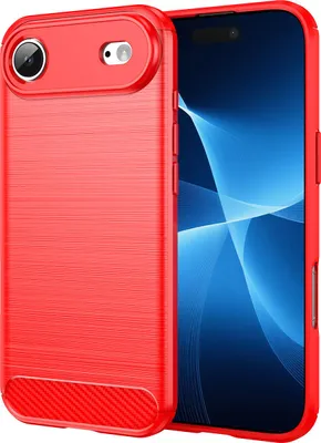 Produktbild von Hülle für iPhone Air Carbon-Faser Weich TPU Silikon Stoßfest Handyhülle Rot