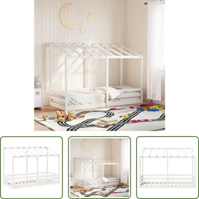 Produktbild von The Living Store Kinderbett mit Dach Weiß 75x190 cm Massivholz Kiefer