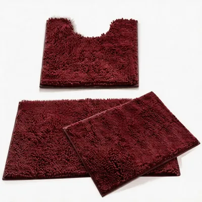 Produktbild von Chenille-Badezimmerteppich-Set mit rutschfester Unterlage, 3 Stück