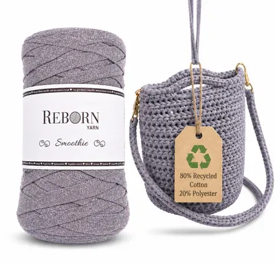Obrázok produktu pre Pletená priadza Smoothie, 250 g – 80 % recyklovanej bavlny, cca 90 metrov, ideálna na tašky, košíky a macramé, farba: 108 Moonstone Grey