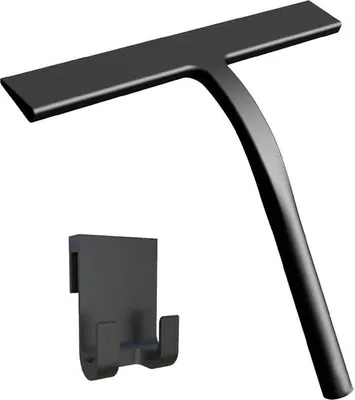 Image de Racleur de douche en silicone antidérapant, noir, 227 cm de large, pour vitre
