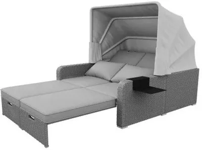 Productafbeelding van Famanu 2-in-1 tuinbank - Zitbank en loungebank - Uitschuifbaar - Afneembaar zonnescherm - UV-bestendig - Draagvermogen tot 300 kg - 126x130x152 cm