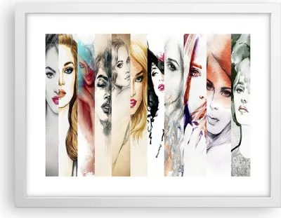 Produktbild von Gerahmtes Poster - Weißer Rahmen - Frauen Schönheit Dame Illustration - 40x30 cm - Wand Bild - Wanddeko - Wandbilder - Wandposter - Bilderrahmen - Bilder - Kunstdruck - Wandbild - P2WAA40x30-3012