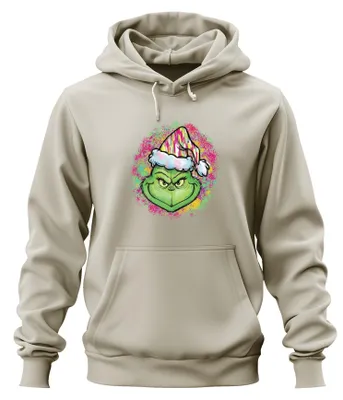 Produktbild von Grinch grimmig Weihnachtsgeschenk bunter Nikolaushut Hoodie Kapuzenpullover, Natur, XL