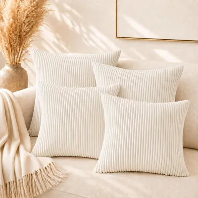 Produktbild von Kissenhülle Kordsamt 45x45 cm Cream Beige 4er Set