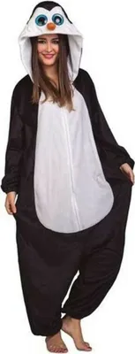Produktbild von Mom Kinderkostüm Pinguin Overall Große Augen Mit Kapuze Schwarz 10-12 Years Schwarz 10-12 Years