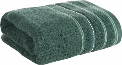 Image de EUROFIRANY | Serviette de bain - Éponge - Serviette de douche - en coton - 70 x 140 cm - verte - Serviette de sauna - rayée et douce