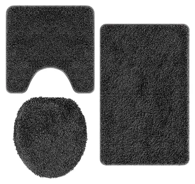 Produktbild von Moderne Badematte mit Toilettenausschnitt - rutschfest, PP, 50x80 cm, Dunkelgrau