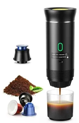 Tragbare Espressomaschine 3-in-1, 12 V, für Kapseln & Kaffeepulver