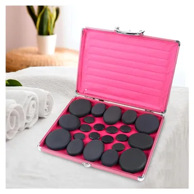 Produktbild von Hot Stone Massage Set mit 20 Basaltsteinen und Wärmegerät