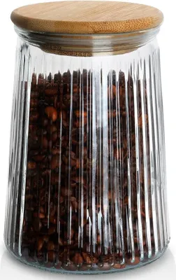 Immagine prodotto di Contenitore in vetro con coperchio in bambù, ermetico e lavabile in lavastoviglie