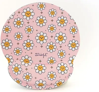 Produktbild von Ergonomische Mauspad mit Handballenauflage, Rosa Gänseblümchen, für Kinder und Frauen, für Zuhause und Schule
