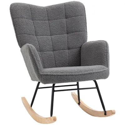 Produktbild von Schaukelstuhl – Relaxsessel – Fernsehsessel – Mit gepolsterten Armlehnen – Geeignet für Wohn- und Schlafzimmer – 71 x 98 x 101 cm – Dunkelgrau