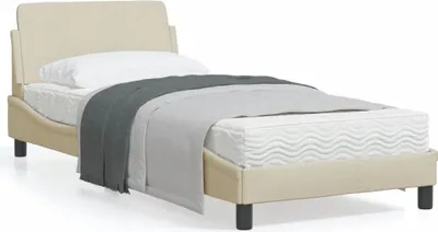 Produktbild von Bettgestell mit Kopfteil Creme 80x200 cm Stoff 373070