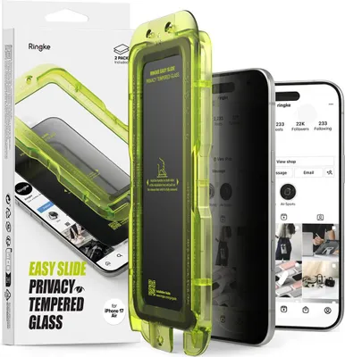 Produktbild von Ringke - Easy Slide Privacy Tempered Glass (2 pack) - iPhone 17 Air - Black