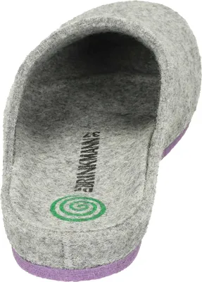 Produktbild von Dr. Brinkmann Damen Hausschuh Pantoffel Wollfilz gestickter Schriftzug, Größe:41 EU, Farbe:Grau