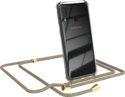 Produktbild von EAZY CASE Handykette kompatibel mit Samsung Galaxy A20e, Handyhülle mit Umhängeband, Handykordel, Schutzhülle Clear, Band in Bunt