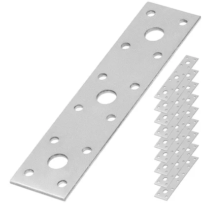 Obrázok produktu pre Sada 9 plochých spojovacích prvkov KOTARBAU®, rozmer 150 mm x 35 mm, perforovaná doska, pozinkovaná strieborná farba, drevený spojovací prvok pre vnútorné a vonkajšie použitie