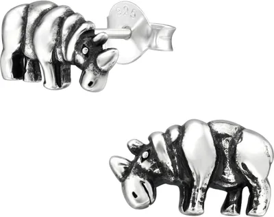 Produktbild von Ohrringe Ohrstecker 925 Sterling Silber mit Nashorn