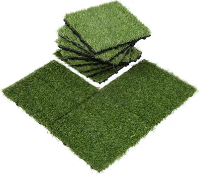Immagine prodotto di Piastrelle in erba sintetica Izrielar 30x30 cm 33 pezzi (3 m²) – Piastrelle a incastro Piastrelle per terrazze Piastrelle per balconi con sistema di drenaggio e incastro