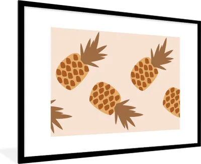 Produktbild von MuchoWow® Gerahmtes Poster Sommer - Ananas - Pastell 90x60 cm - Poster mit Schwarzem Bilderrahmen Wandposter Rahmen Foto Bilder - Wanddekoration - Fotos