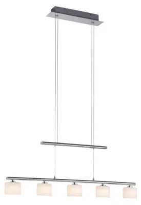 Produktbild von LED-Pendelleuchte - Silbergrau - Weiß - Stahl - Glas - 5-flammig - 80 x 120 cm - höhenverstellbar