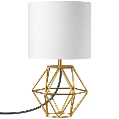 Zdjęcie produktu dla Lampa stołowa EDISHINE, nowoczesna lampa nocna z żarówką E14, lampa stołowa w stylu vintage, do sypialni, salonu, biała i złota