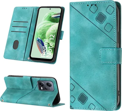 Produktbild von Hülle für Xiaomi Poco X5 /Redmi Note 12 5G Prägung Flip Leder Brieftasche Schutzhülle mit Ständer Grün