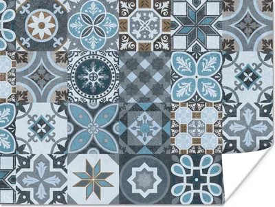Produktbild von MuchoWow® Poster Design - Blume - Blau - Figuren 120x90 cm - Wandbild